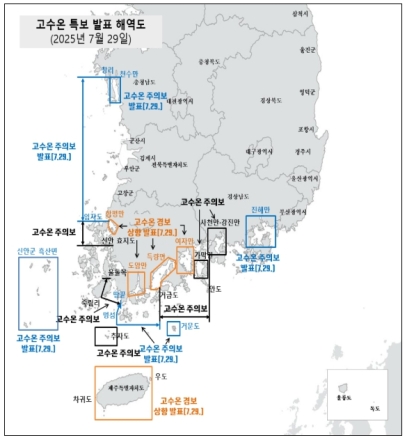 전국 바다에 ‘고수온 경보’… 해수부, 위기경보 ‘심각Ⅰ단계’ 발령