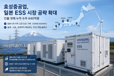효성중공업, 진입장벽 높은 일본 ESS 시장 연속 수주… 현지 사업 확대 본격화