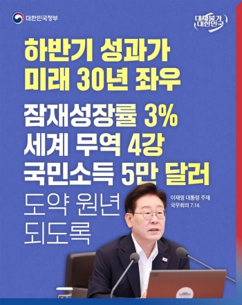 이재명 대통령 "대체불가 대한민국 도약 원년 만들자"…잠재성장률 3%·국민소득 5만 달러 목표 제시