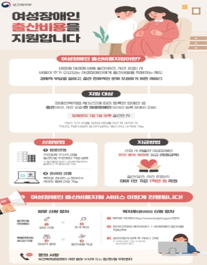 보건복지부, 여성장애인 출산지원금 신청하세요!