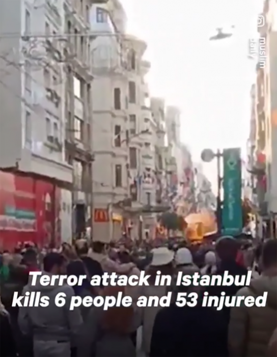 이스탄불, 베요글루 광장 이스티클랄 거리에서 폭발로 6명 사망 81명 부상