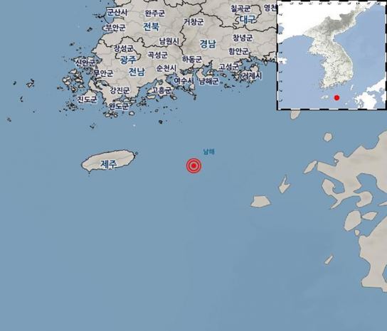 여수 거문도 해역 규모 2.1 지진 관측