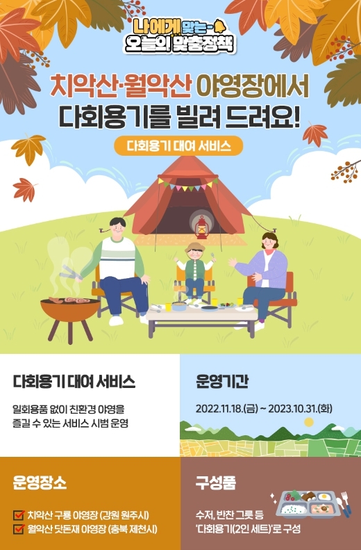 환경부, 국립공원 야영장서 다회용기 대여 서비스 실시