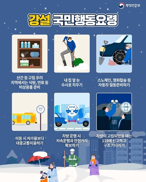 행정안전부, 대설·한파 국민행동요령