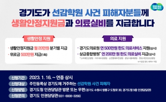 경기도, 선감학원 사건 피해자에 위로금 500만 원 지급 등 피해회복 지원