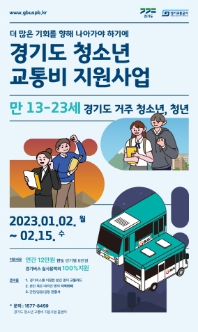 경기도 청소년 교통비 신청, ‘최대 12만 원’ 환급
