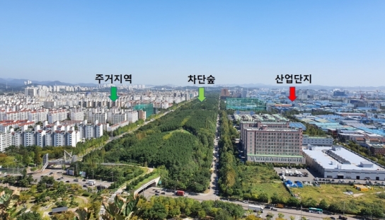 차단숲 조성하니 주거지 미세먼지 1.7배 빨리 감소!